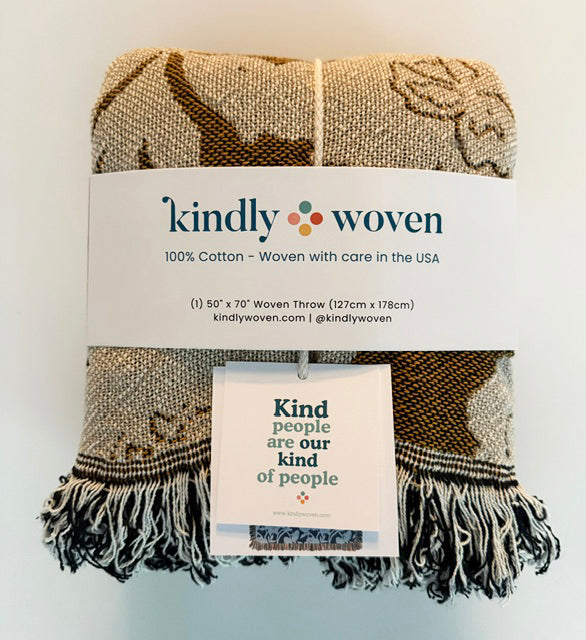 Blue Check Jacquard Woven Throw Blanket, 100% Cotton, Made in USA | Tilda Bayberry